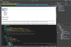 Screenshot of a .html file in Adobe Dreamweaver CC 2017