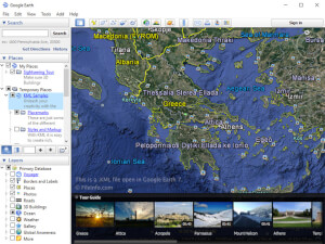 Screenshot of a .kml file in Google Earth 7